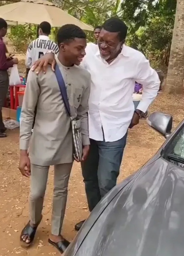 “Don't inform your kids that you are coming to visit". Actor, Kanayo O. Kanayo advises parents as he pays his son surprise visit in school