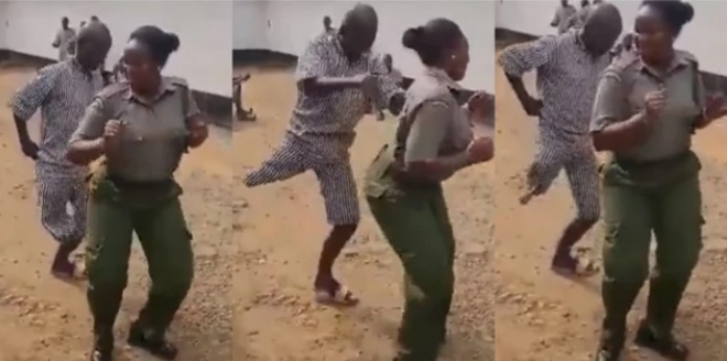 Female prison warden's dance with physically challenged prisoner sparks reactions