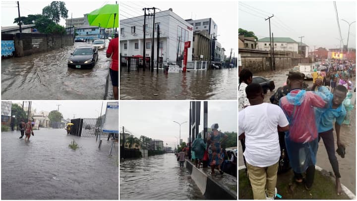 Flood covers area's in Lagos state, sweeps away cars and occupants, Two missing.