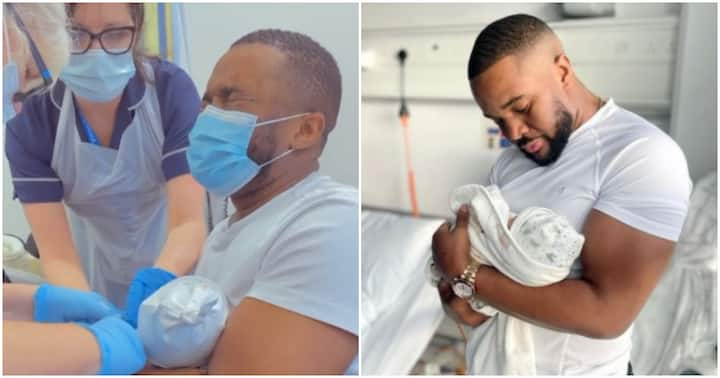 I’m in Pains: Williams Uchemba Shares Emotional Video As His Newborn Baby Takes Immunisation, Nigerians React