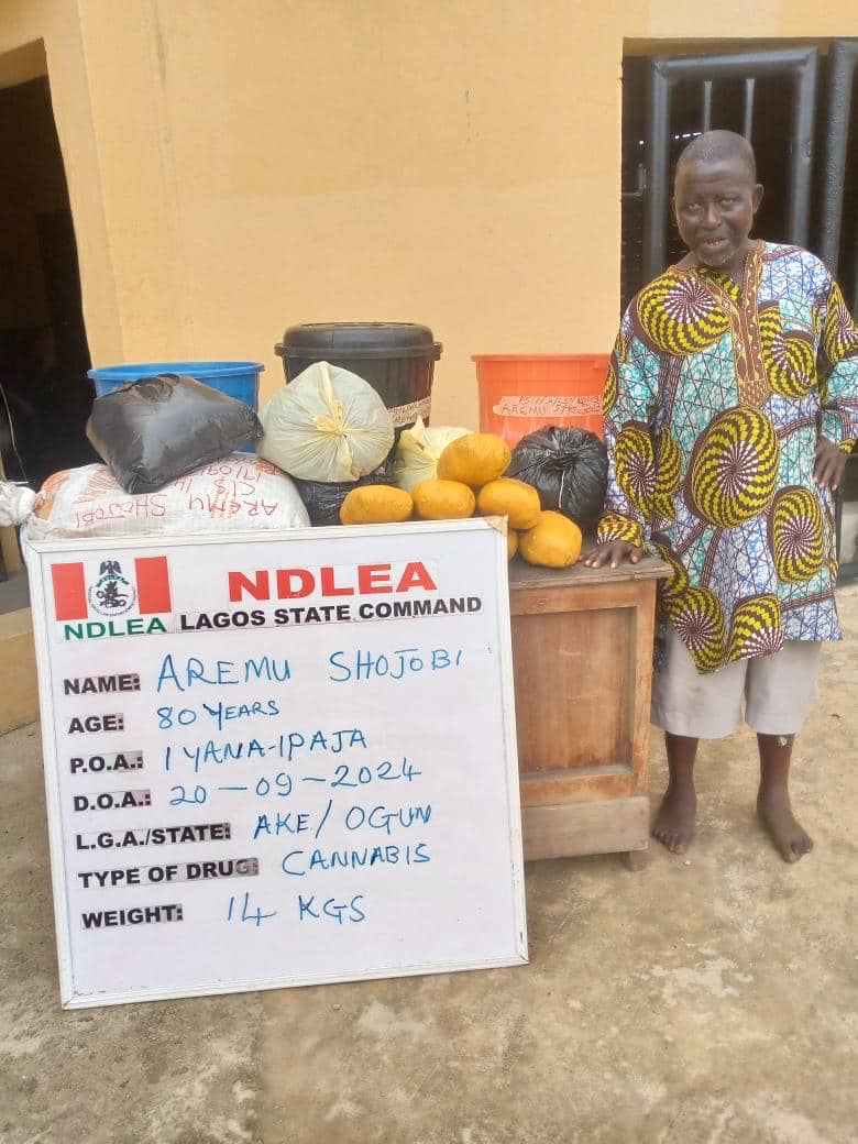 80-year-old man arrested with illicit drugs by NDLEA in Lagos.